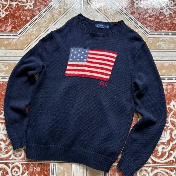 Polo Ralph Lauren Sweater USA Flag Rare - Picture 1 of 2